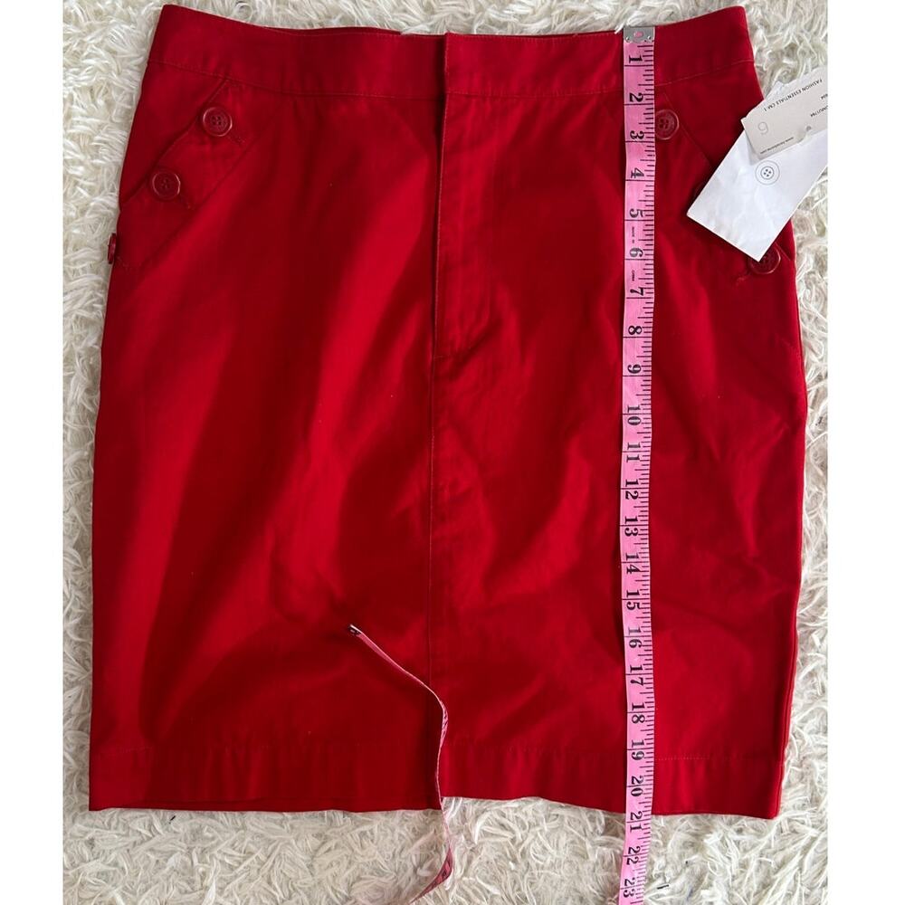 Liz Claiborne Women's Size 6 Red Knee Length Button Pocket Skirt #0385 - Picture 9 of 11